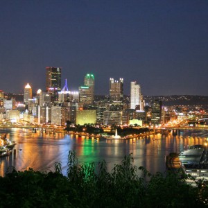 The "Point" in Pittsburgh, PA at night