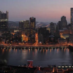 Pittsburgh panoramic photo at dusk