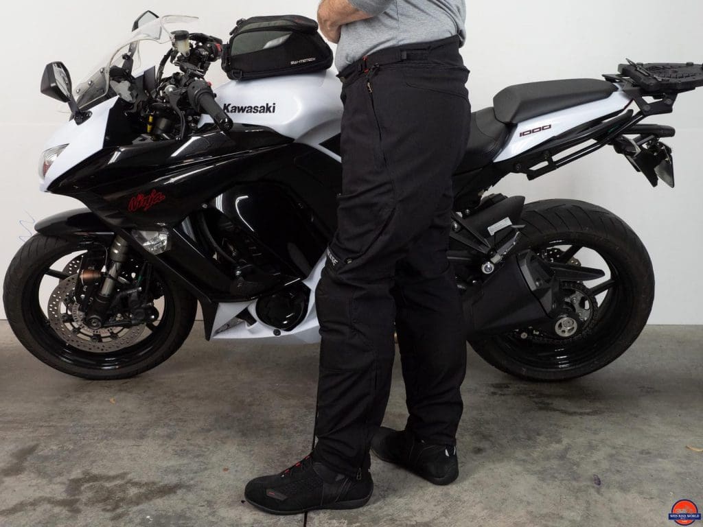 Side view of the New Drake Air textile pants